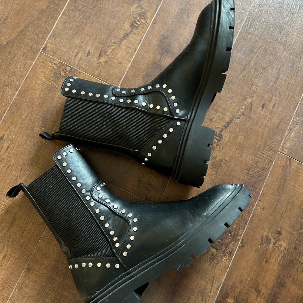 Zara Black Rivet Combat Boots